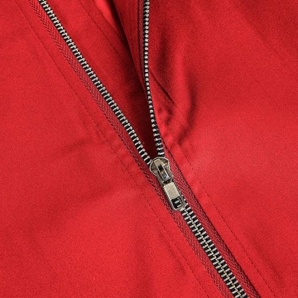 Red Bomber Jackets Lightweight Outerwear Full Zip Up Varsity Jacket - Picture 4 of 6